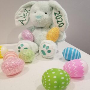BUNNY EMBROIDERED EARS & PAWS ( GREEN ) SIZE (R)